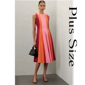 Roksanda Size 16 Color-block Classy Plus Size Midi Dress